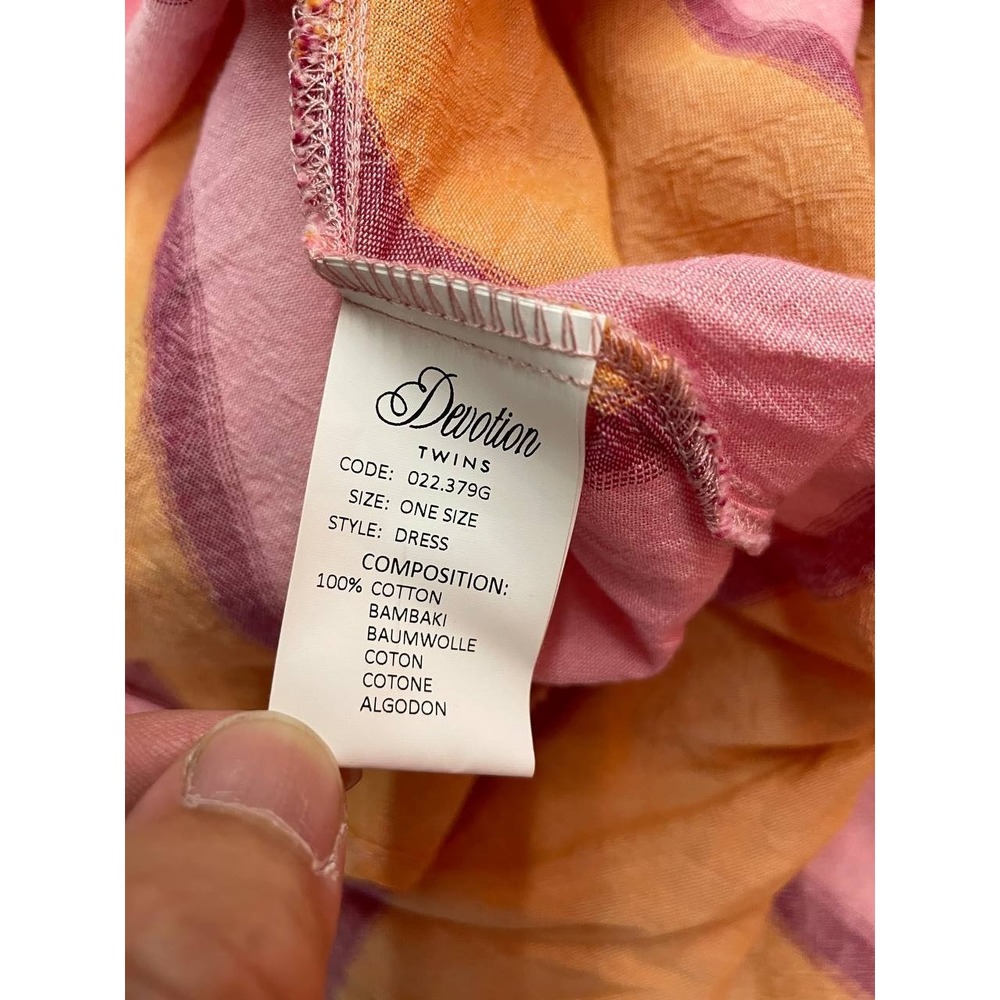 Devotion Twins Oversize Flowy Maxi Dress Womens One Size Pink Orange Boho NWT - Picture 4 of 11